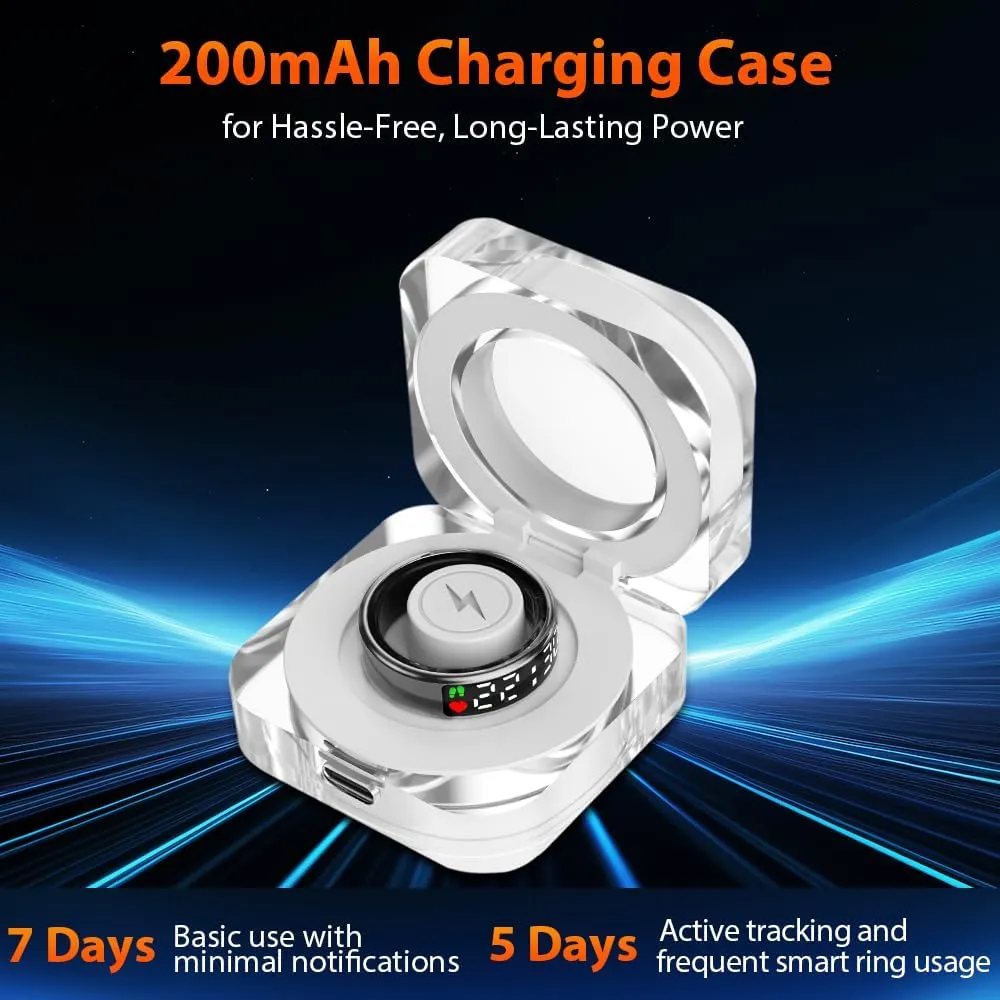 Smart Ring Health Tracker with LED Display Screen, IP68 Waterproof Fitness Tracker, Bluetooth Connection Health Ring Compatible with iOS/Android, Activity Tracker/Heart Rate/Blood Oxygen/Sleep/Step