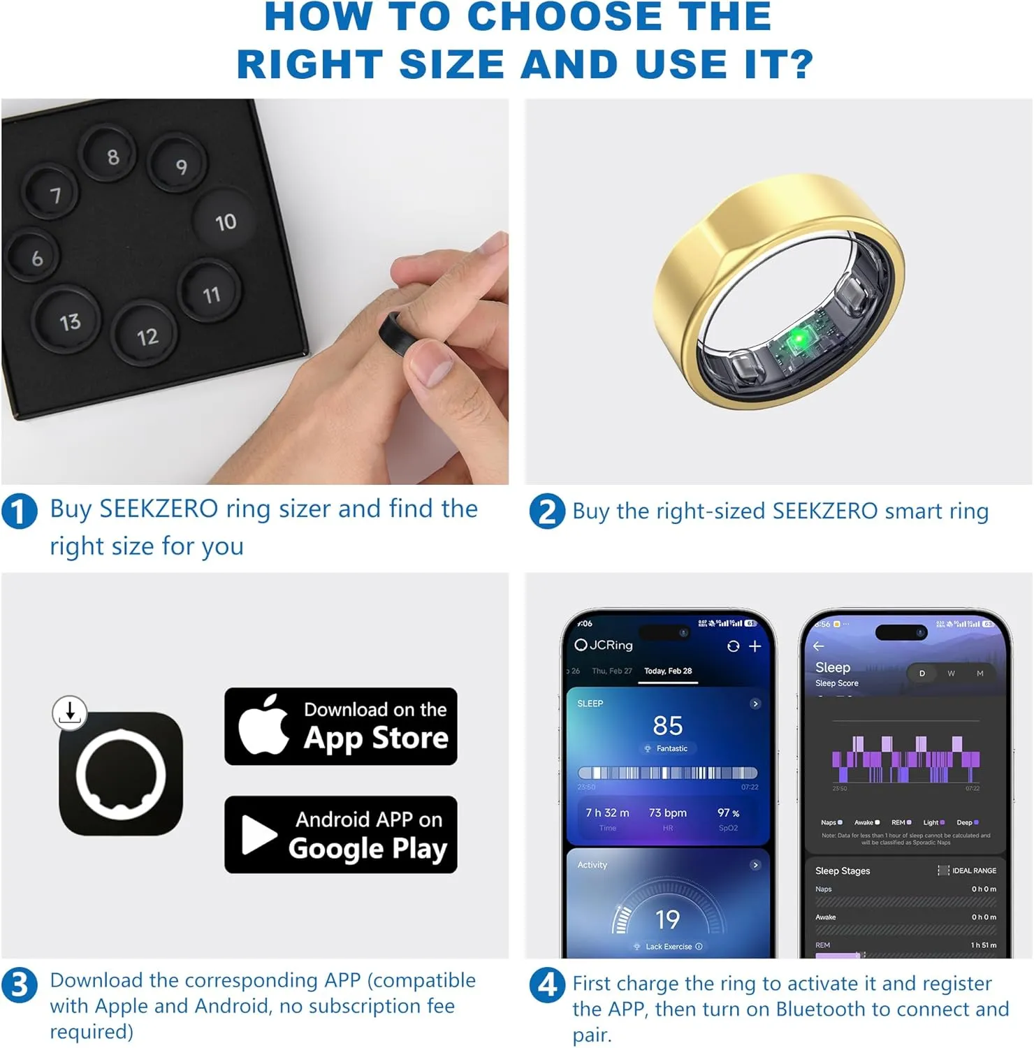 Smart Ring-Size First Before You Buy, No APP Subscription,7-10 Days of Use,Sleep & Activity Real-Time Monitor, Stress/Heart Rate/SPO Tracker, Compatible with iOS and Android (Rose Gold, 9)