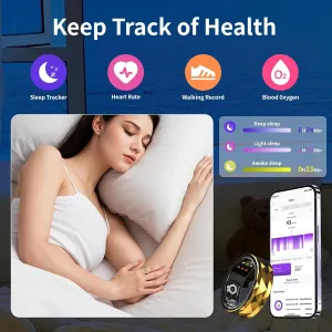 Smart Ring with Calories, Heart Rate,Step Counter, Heart Rate & Blood Oxygen Monitor, Sleep Tracking, and IP68 Waterproof - No App Subscription, Compatible with Android 5.1  & iOS 8.0 (Black, 10#)