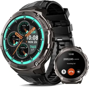 Smart Watch for Men (Answer/Make Calls), 1.43'' AMOLED Fitness Tracker with 110  Sport Modes, 5ATM Waterproof, Heart Rate, Sleep Monitor, SpO2, Smartwatch for Android and iPhone