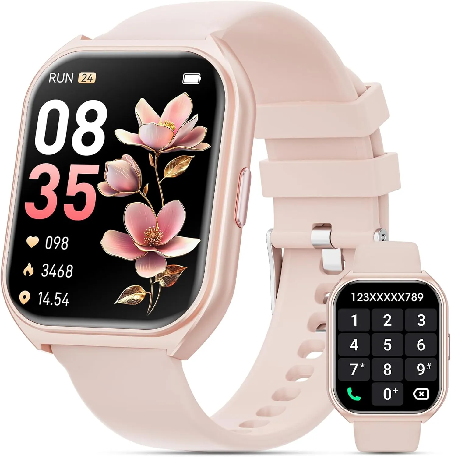 Smart Watch for Men Women, 1.85" HD Smartwatch (Answer/Make Call),Activity Fitness Tracker with Heart Rate Sleep Monitor Pedometer,100  Sport Modes, Fitness Watch for Android iPhone (Pink)