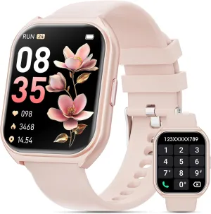 Smart Watch for Men Women, 1.85" HD Smartwatch (Answer/Make Call),Activity Fitness Tracker with Heart Rate Sleep Monitor Pedometer,100  Sport Modes, Fitness Watch for Android iPhone (Pink)