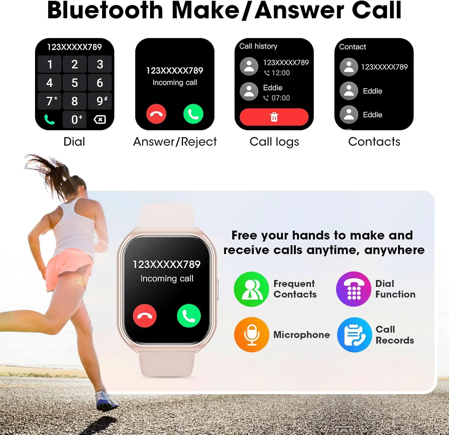 Smart Watch for Men Women, 1.85" HD Smartwatch (Answer/Make Call),Activity Fitness Tracker with Heart Rate Sleep Monitor Pedometer,100  Sport Modes, Fitness Watch for Android iPhone (Pink)