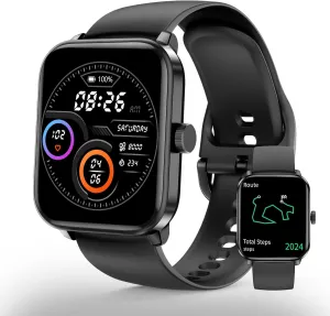 Smart Watch for Men Women, GPS Built-in, Bluetooth Calling, Heart Rate & Sleep Health Monitor, Stress Manage, IP68 Waterproof, 100  Sports Mode, Smartwatch for Android & iPhone, Black