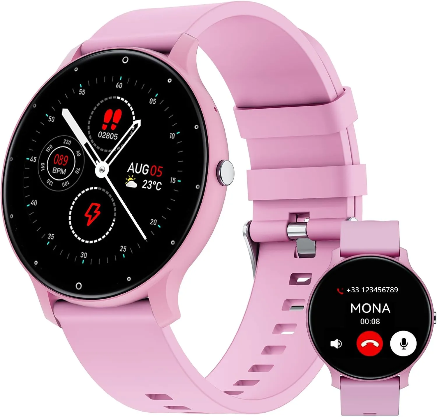 Smart Watch for Women, 1.46" 360x360 HD Touchscreen with 7Day Battery, 128 Sports Modes Fitness Tracker, Heart Rate/Sleep Monitor, IP68 Waterproof Smartwatch,Magnetic Charging (Pink)