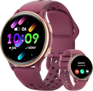 Smart Watches for Women, 42mm Smart Watch with 400  Watch Face, 70  Sport Modes, 24/7 Heart Rate, Sleep Monitor, Answer/Make Calls, Waterproof Activity Fitness Tracker for Android & iPhone (Wine Red)