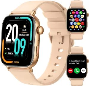 Smartwatch for Men & Women with Voice Calling  1.93" HD Display, Bluetooth Fitness Tracker, Health & Sleep Monitor, Wireless Charging, IP68 Waterproof, Compatible with Android & iOS (Rose Gold)