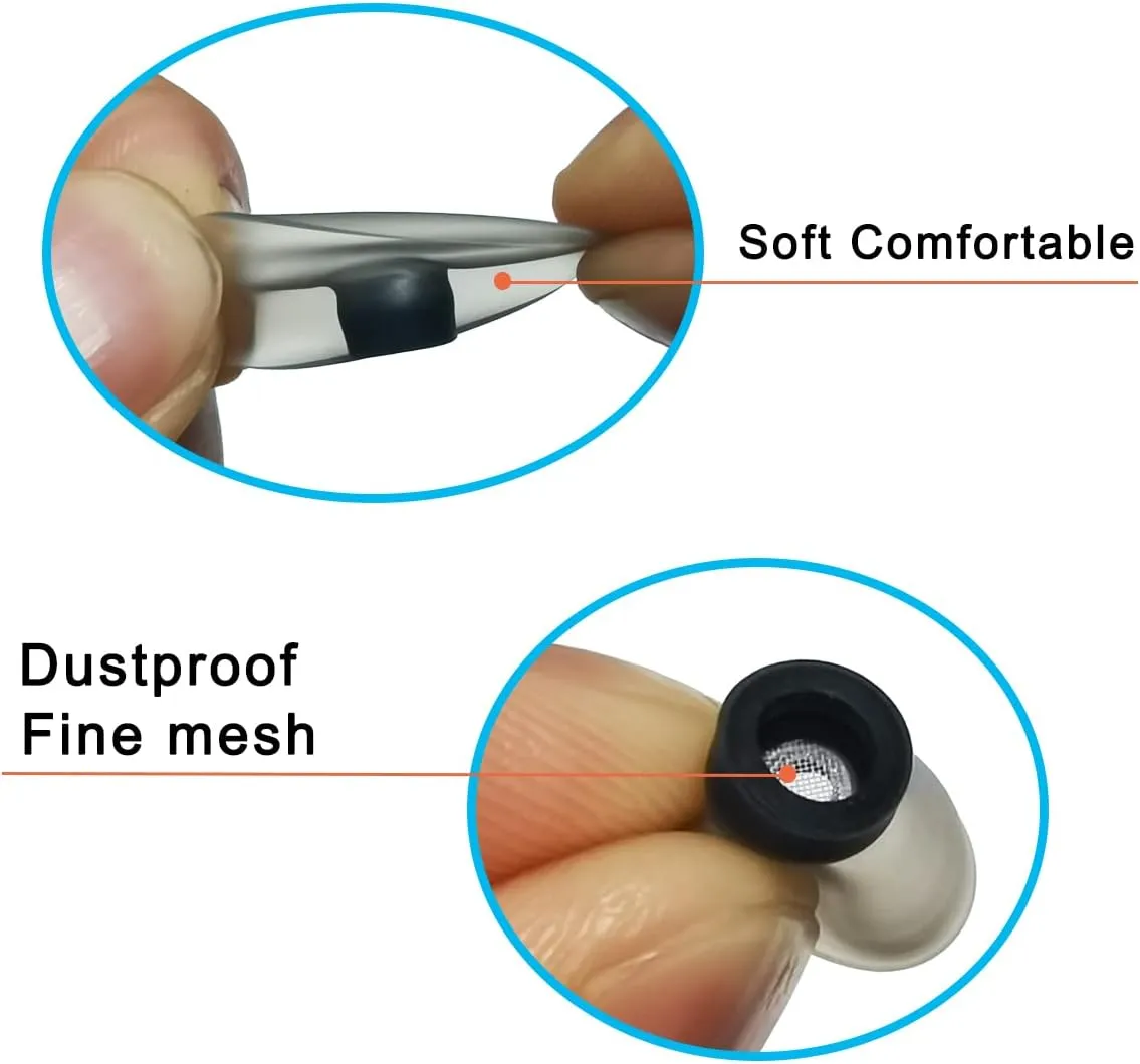 Soft Silicone Earbuds Tips Filter Screen Extra Small Earbud Tips Universal Rubber Replacement Ear Tips Fit 4.0mm~6.0mm Wireless Earbuds LMS Black