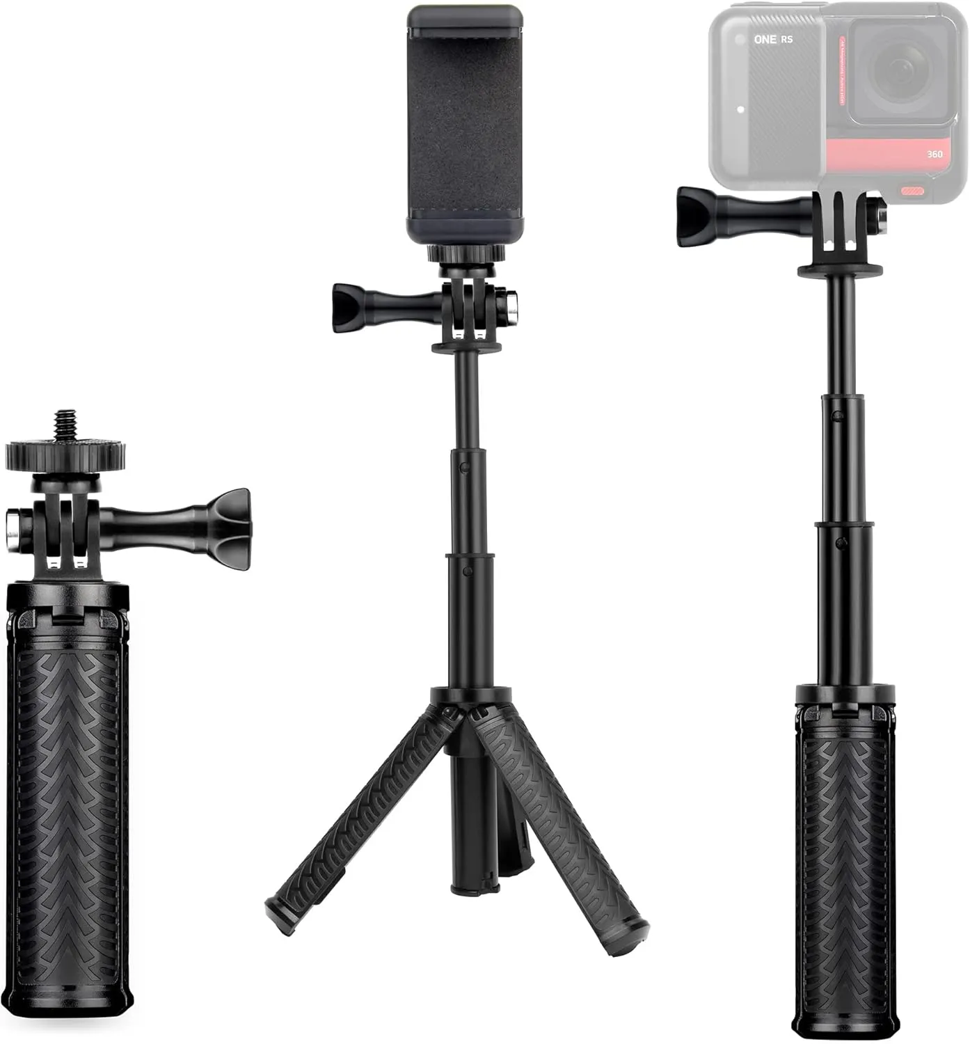 SOONSUN Mini Extendable Selfie Stick for GoPro, Portable Handheld Selfie Stick Tripod Stand for GoPro Hero 13/12/11/10 /9/8/7/6/5/4/3, Session, Fusion, SJCAM, AKASO, Insta360, DJI Osmo Action Camera