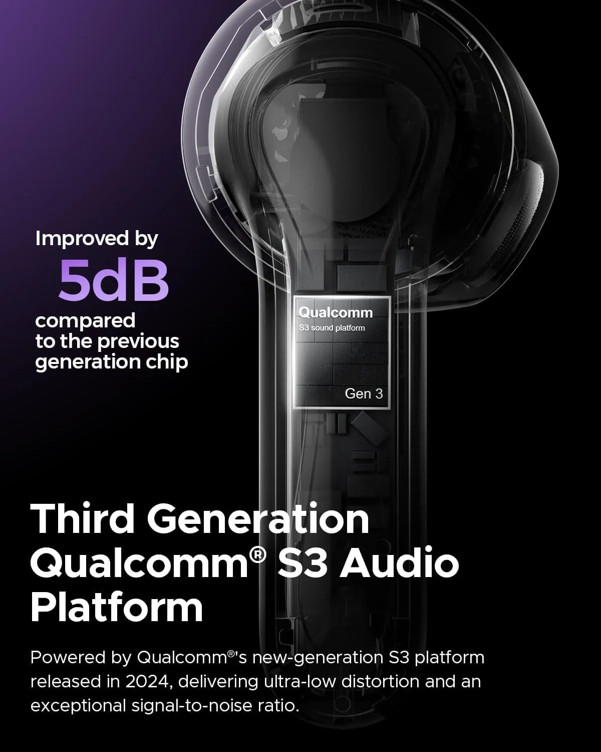 SoundPEATS Air5 Wireless Earbuds, Snapgragon Sound with aptx Adaptive Lossless and QCC3091, Bluetooth V5.4 Earphones with 6 Mics, Total 30 Hrs, App Control