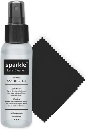 Sparkle Anti-Reflective Lens Cleaner Spray kit | (1) 2oz Glasses Cleaner Spray   (1) Microfiber Cloth for Eyeglasses, Sunglasses, Lenses, Screens and Camera Cleaning Kit (2 Piece Set)