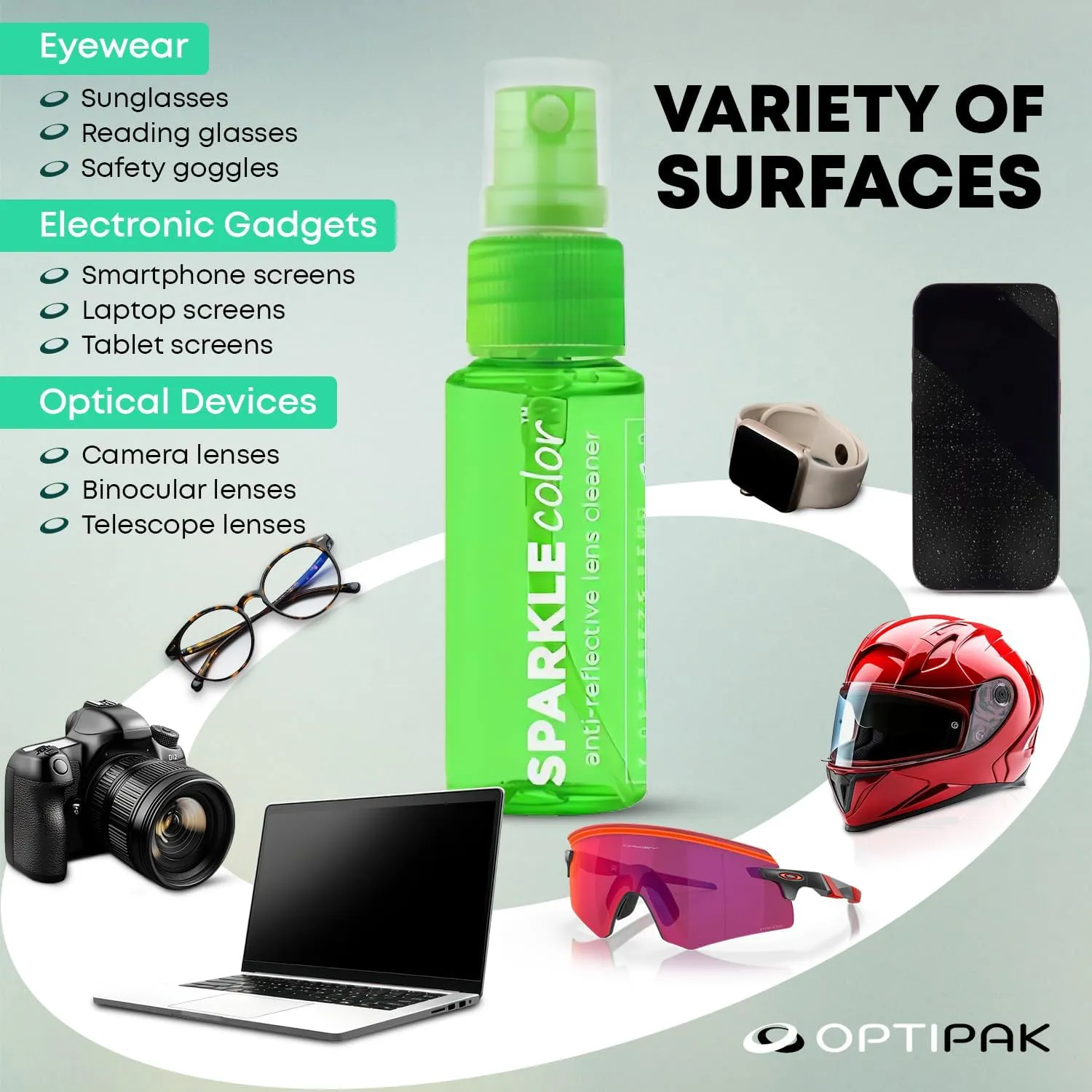 Sparkle Anti-Reflective Safe Lens Cleaner Spray Kit - (2) 1oz Glasses Cleaner Bottle & (2) Microfiber Cloth for Eyeglasses, Sunglasses, Lenses, Screens and Camera Cleaning Kit (4 Piece Set)