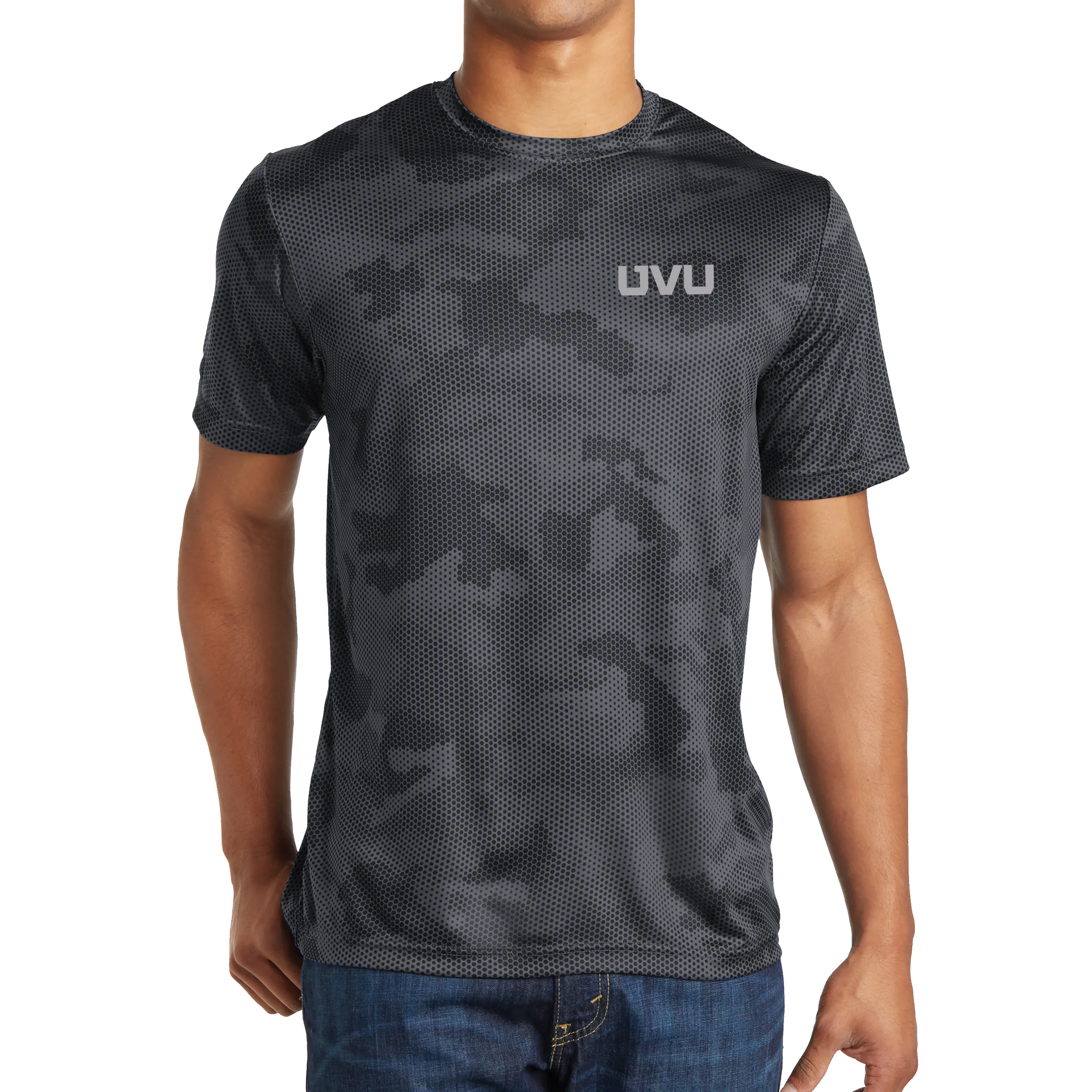 Sport-Tek CamoHex Tee- Mono Reflective