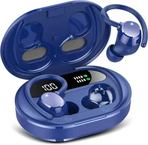 sprtoybat Wireless Earbuds, 2024 New Ultralight Sport Bluetooth 5.3 Headphones in Ear with LED Display, Built-in Mic Earphones, IPX7 Waterproof Wireless Headphones with Earhooks (Dark Blue)