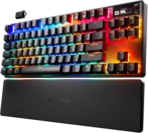 SteelSeries Apex Pro TKL Wireless HyperMagnetic Gaming Keyboard  Esports Tenkeyless  OLED Screen  Adjustable Actuation  PBT Keycaps  Bluetooth  2.4GHz  USB-C