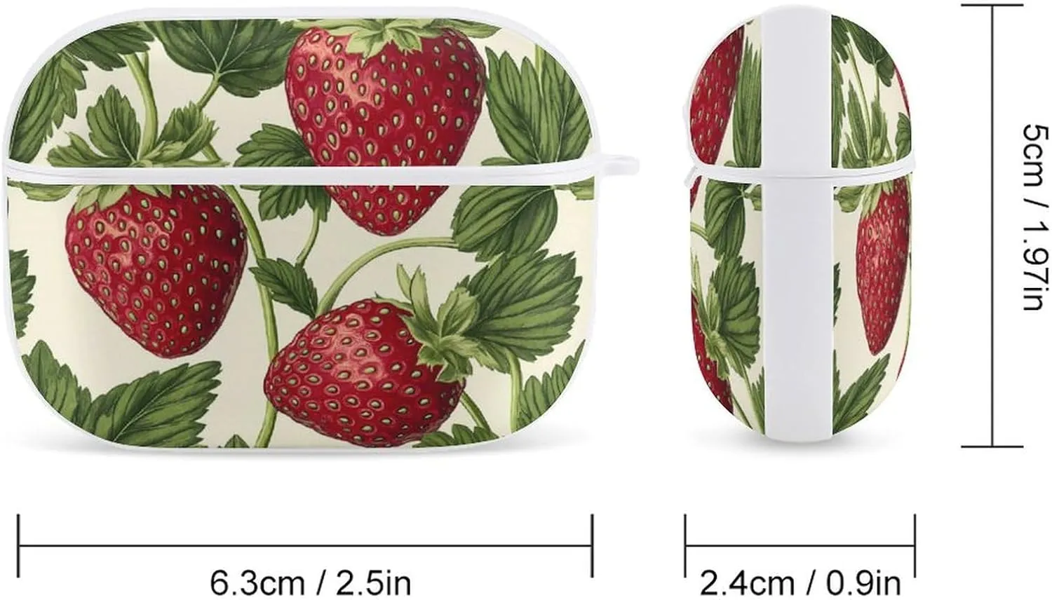 Strawberry Fruit Earbud Case Bluetooth Headphone Case Full Protective Case with Keychain Compatible with Airpods Pro White-Style