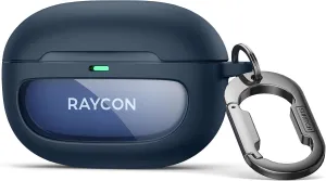 SURITCH Case for Raycon Everyday Earbuds (2024 Edition), Shockproof Magnetic Case for Raycon Bluetooth True Wireless in-Ear Buds Headphones, Protective Cover with Magnetic Lid Lock & Carabiner, Navy