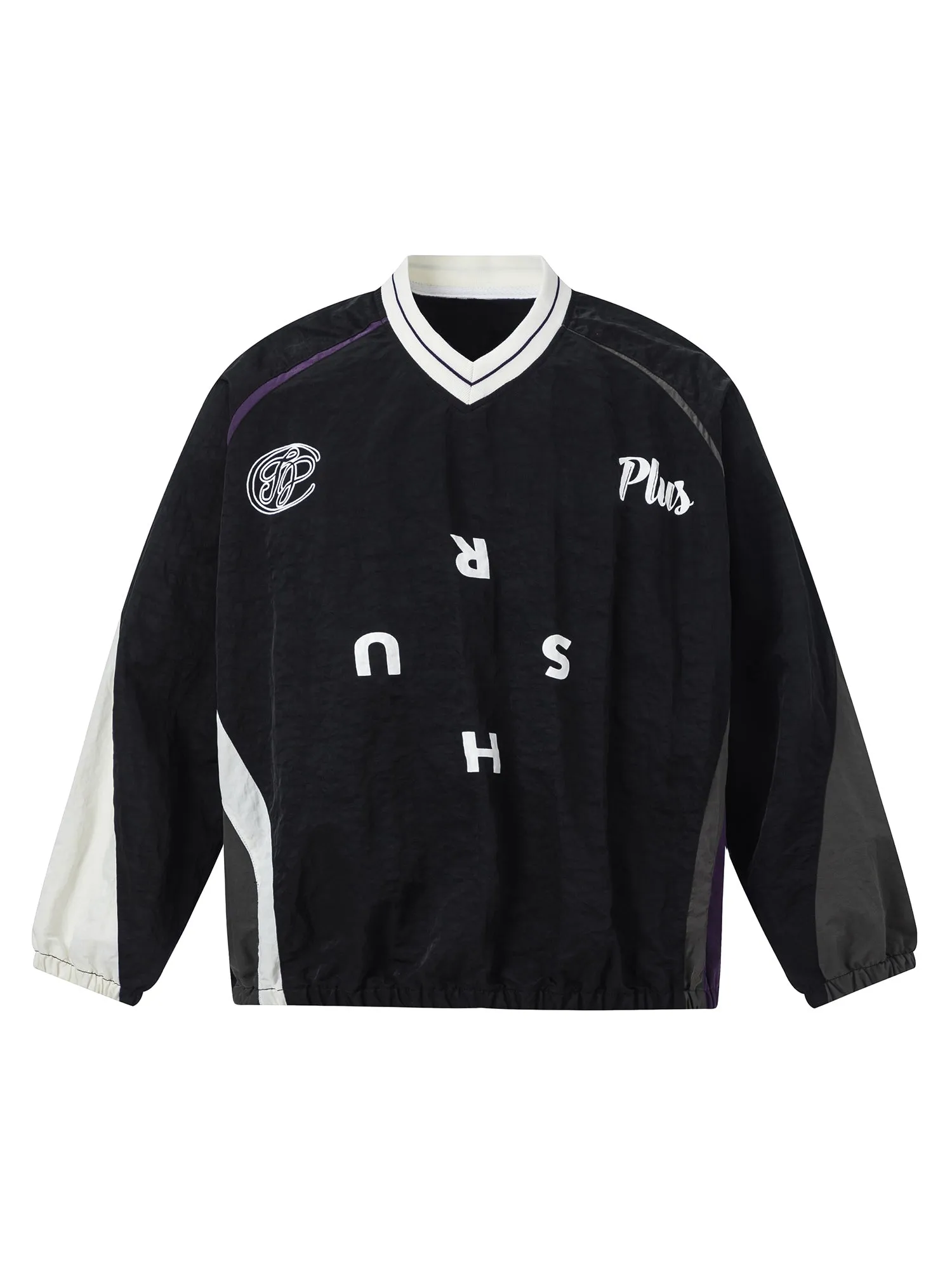 Thesupermade American Retro Patchwork Contrast Color Sweatshirt