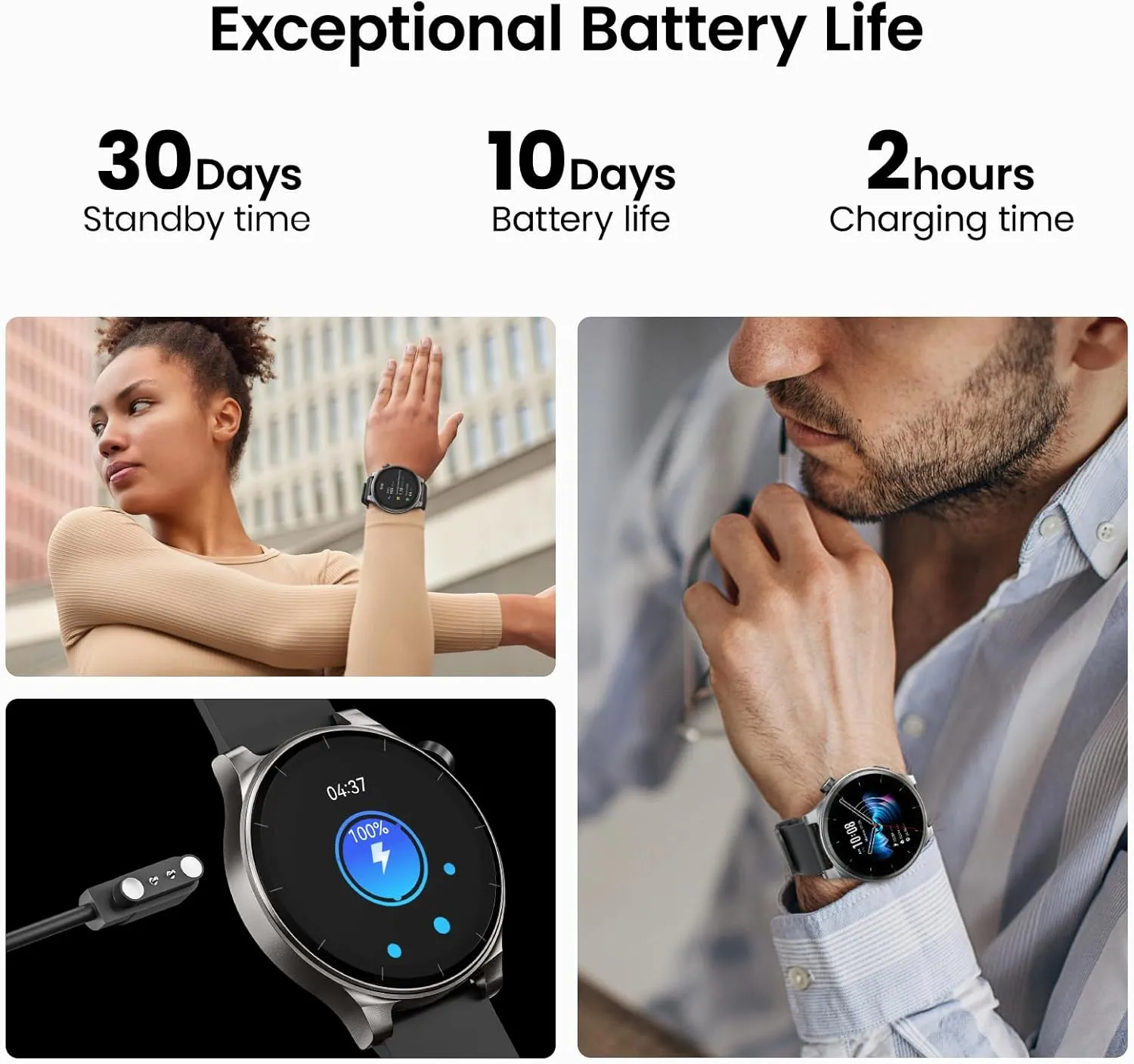 TOZO AMOLED S5 Smart Watch (Answer/Make Calls), 1.43" HD Screen for Men Women 100  Sport Modes Fitness Watchs with Sleep Monitor, IP68 Waterproof, Silicone Strap Black