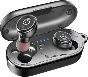 TOZO T10 Bluetooth 5.3 Wireless Earbuds with Wireless Charging Case IPX8 Waterproof Stereo Headphones in Ear Built in Mic Headset Premium Sound with Deep Bass for Sport Black (Renewed)