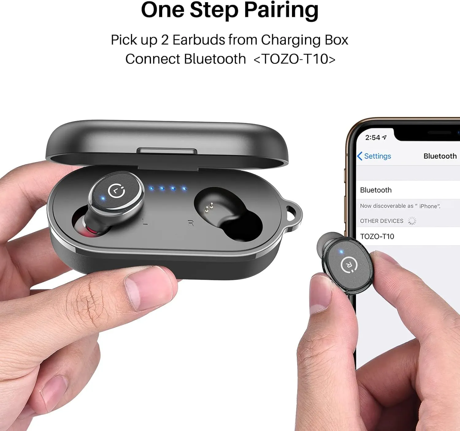 TOZO T10 Bluetooth 5.3 Wireless Earbuds with Wireless Charging Case IPX8 Waterproof Stereo Headphones in Ear Built in Mic Headset Premium Sound with Deep Bass for Sport Black (Renewed)