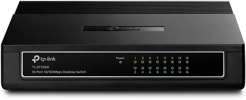 TP-Link 16 Port 10/100Mbps Fast Ethernet Switch , Desktop or Wall-Mounting , Plastic Case Ethernet Splitter , Unshielded Network Switch , Plug and Play , Fanless Quiet , Unmanaged (TL-SF1016D)
