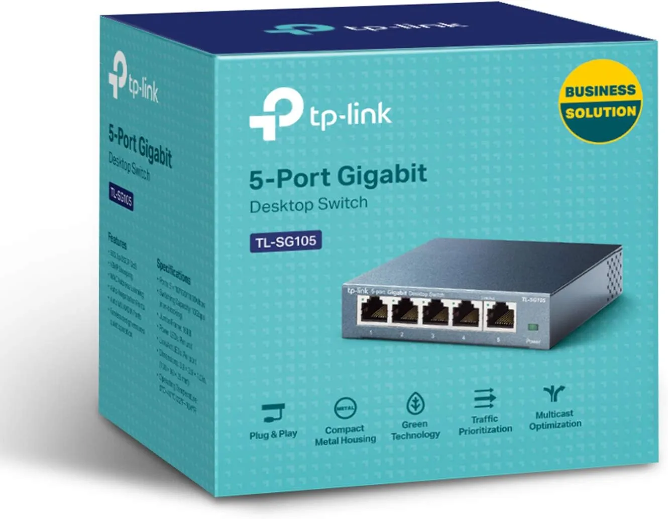 TP-Link TL-SG105, 5 Port Gigabit Unmanaged Ethernet Switch, Network Hub, Ethernet Splitter, Plug & Play, Fanless Metal Design, Shielded Ports, Traffic Optimization,Navy Blue