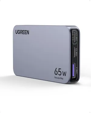 UGREEN Nexode Pro 65W USB C Charger Flat, 3-Port Slim GaN Compact Fast PPS Wall Charger for iPhone 16/15/14, MacBook Air, iPad Pro, Galaxy S24/S23/Note20, Pixel 9/8, Steam Deck
