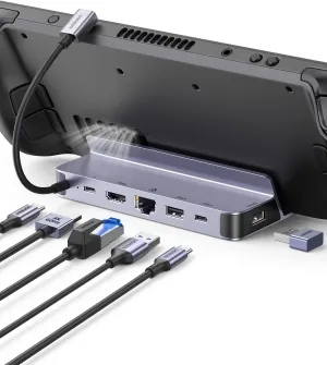 UGREEN Steam Deck Dock, 6-in-1 USB C Docking Station with 4K@60Hz HDMI, Gigabit Ethernet, PD 100W Charging 1xUSB C 2X USB 3.0 Compatible with Steam Deck Rog Ally iPhone 15 Pro/Pro Max