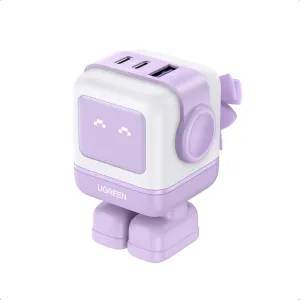 UGREEN Uno 65W USB C Charging Block Nexode 3-Port GaN Charger Compact Fast USB C Power Adapter for MacBook Pro/Air, XPS 13, Note 20/10 , iPhone 16/15, Galaxy S24/S23, Steam Deck, ROG Ally(Purple)