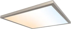 Ultralux 2x2 ft Surface Mount Ceiling Light Panel  Slim, Edge Lit, Flush Mount Flat Panel for Kitchen, Home & Office - TRIAC Dimmable, 3CCT Adjustable Color Temperature (Brushed Nickel, 1 Pack)