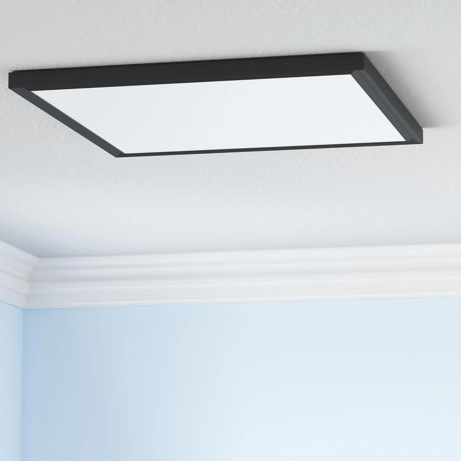 Ultralux 2x2 ft Surface Mount Ceiling Light Panel  Slim, Edge Lit, Flush Mount Flat Panel for Kitchen, Home & Office - TRIAC Dimmable, 3CCT Adjustable Color Temperature (Matte Black, 1 Pack)