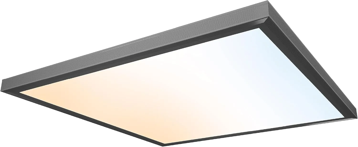 Ultralux 2x2 ft Surface Mount Ceiling Light Panel  Slim, Edge Lit, Flush Mount Flat Panel for Kitchen, Home & Office - TRIAC Dimmable, 3CCT Adjustable Color Temperature (Matte Black, 1 Pack)