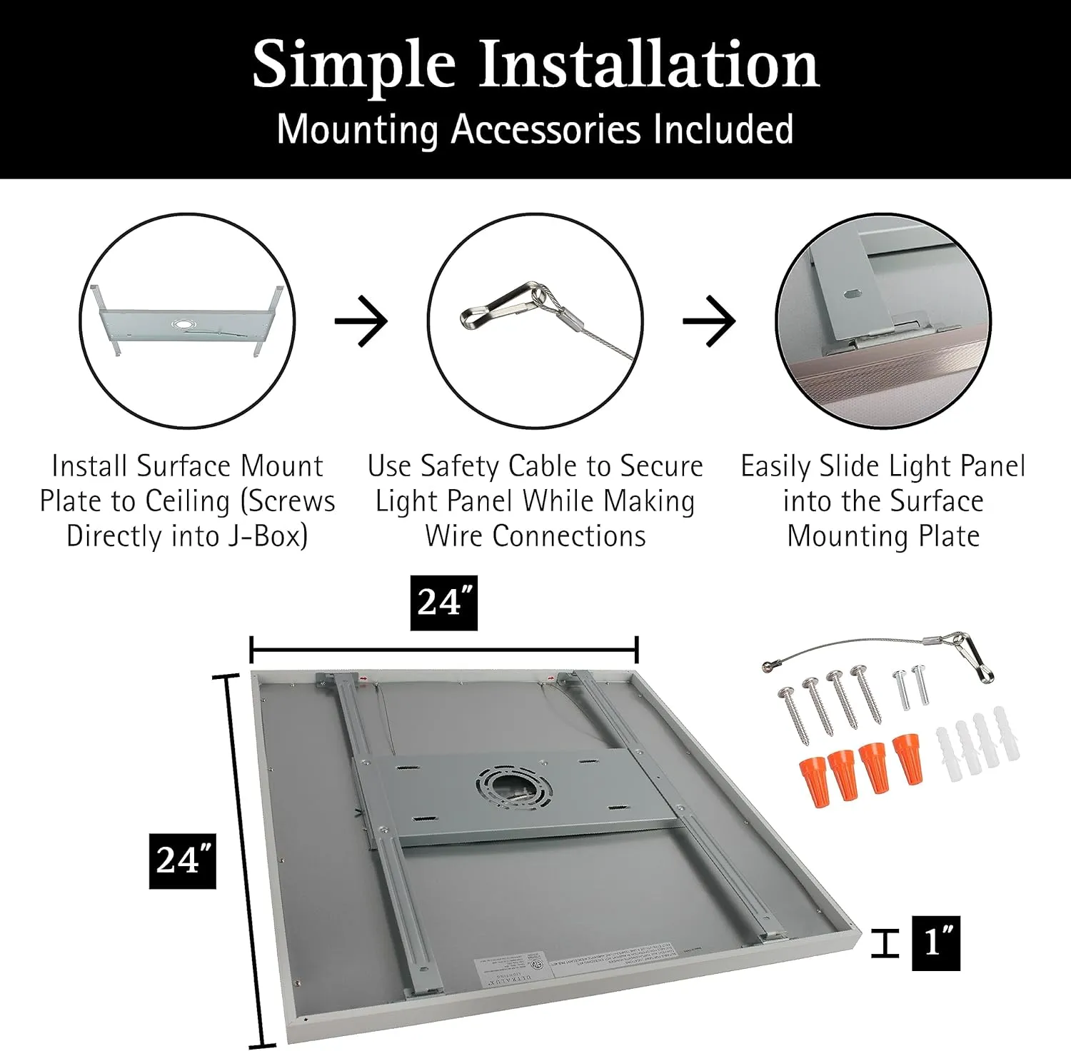 Ultralux 2x2 ft Surface Mount Ceiling Light Panel  Slim, Edge Lit, Flush Mount Flat Panel for Kitchen, Home & Office - TRIAC Dimmable, 3CCT Adjustable Color Temperature (Matte White, 1 Pack)