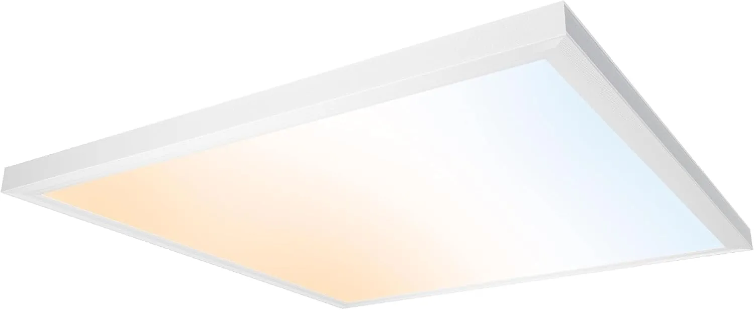 Ultralux 2x2 ft Surface Mount Ceiling Light Panel  Slim, Edge Lit, Flush Mount Flat Panel for Kitchen, Home & Office - TRIAC Dimmable, 3CCT Adjustable Color Temperature (Matte White, 1 Pack)