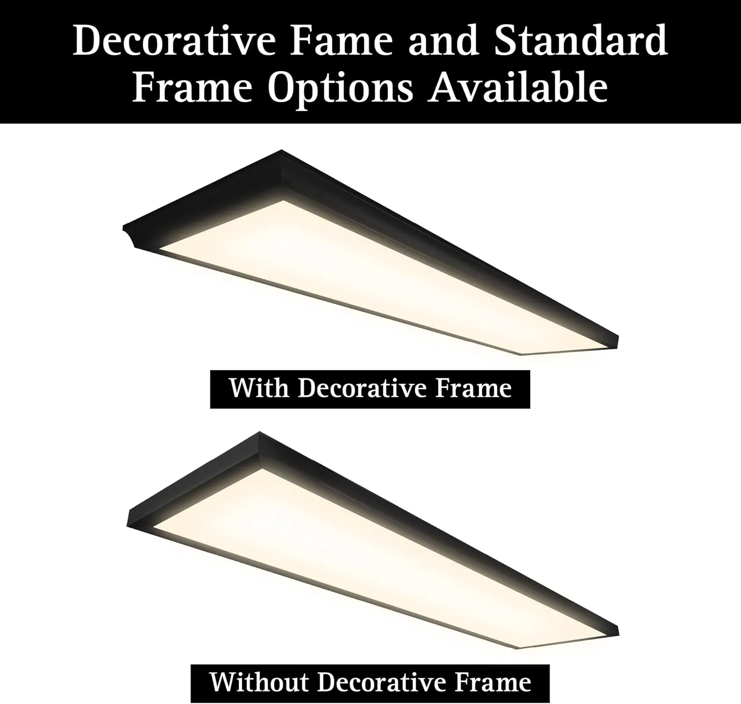 Ultralux Framed 1x4 ft LED Light Panel - CCT Switchable Surface Mount Light with Integrated Frame for Kitchen, Home & Office - TRIAC Dimmable, 5 CCT Adjustable Color Temperature (Matte Black, 1 Pack)