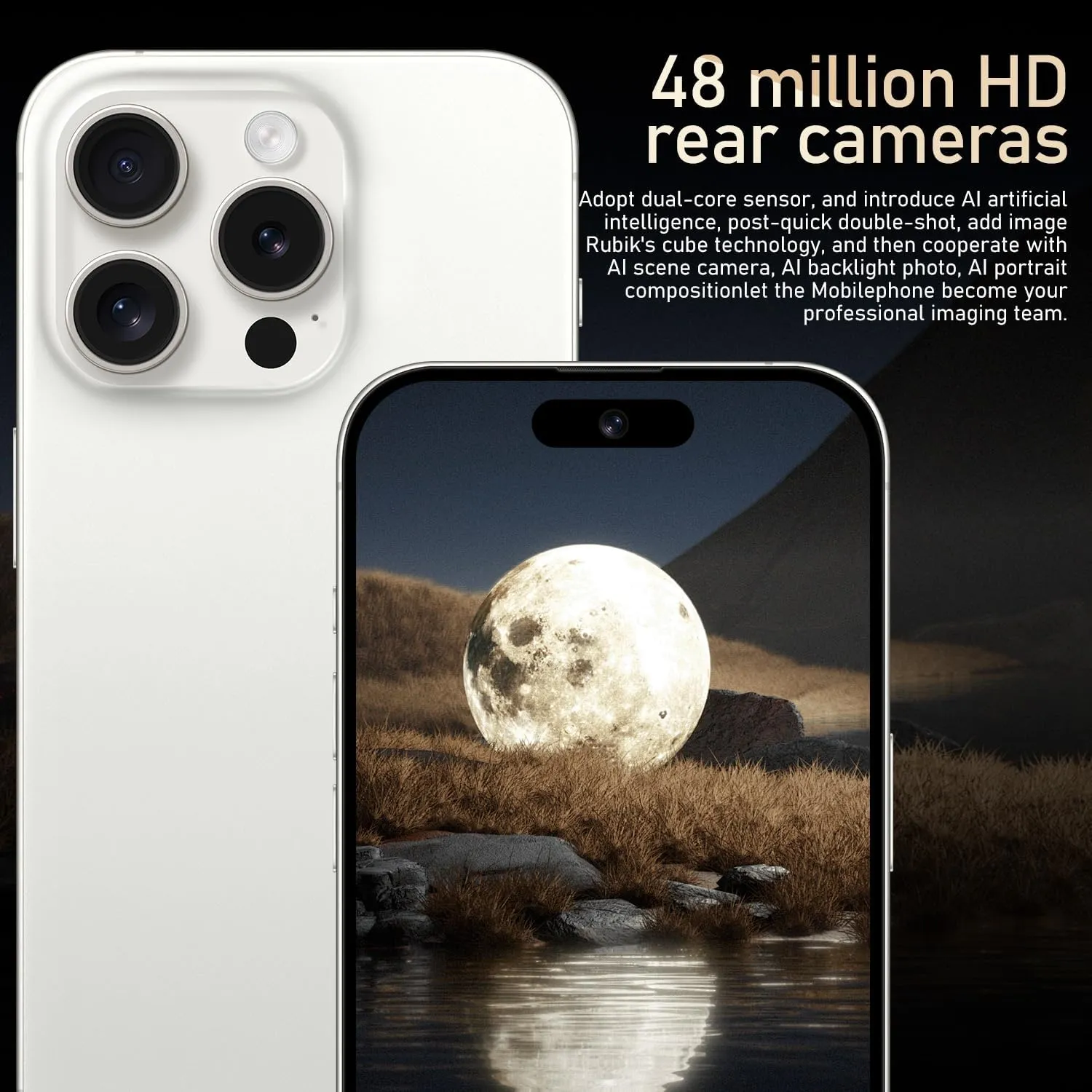 Unlocked Android Phones, A15 Smartphones, 6800mAh 8 256GB, Ultra-Slim 6.7" Screen Mobile Phones, Android 13 NFC AGPS, 48MP AI Camera 5G Dual SIM Unlocked Cell Phone (White)