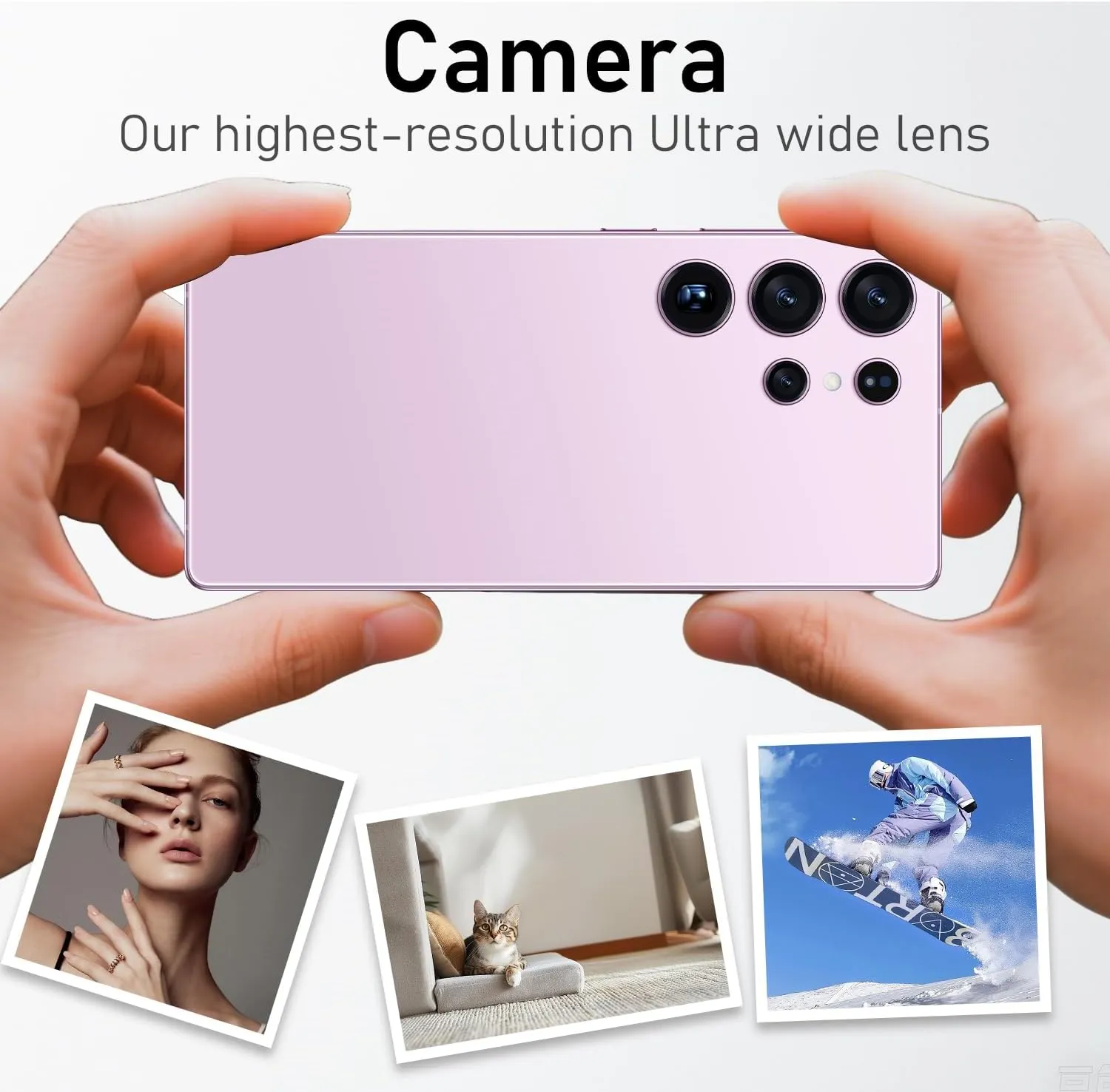 Unlocked Cell Phones C24 Ultra Smartphone Android 14 Phones 12GB 512GB/6.9" HD Screen/Dual SIM/48MP 108MP Camera/6800 mAh (Pink)