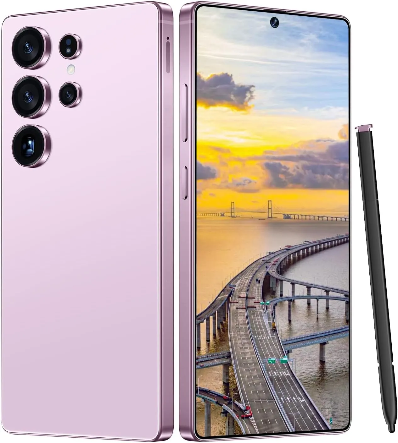 Unlocked Cell Phones C24 Ultra Smartphone Android 14 Phones 12GB 512GB/6.9" HD Screen/Dual SIM/48MP 108MP Camera/6800 mAh (Pink)