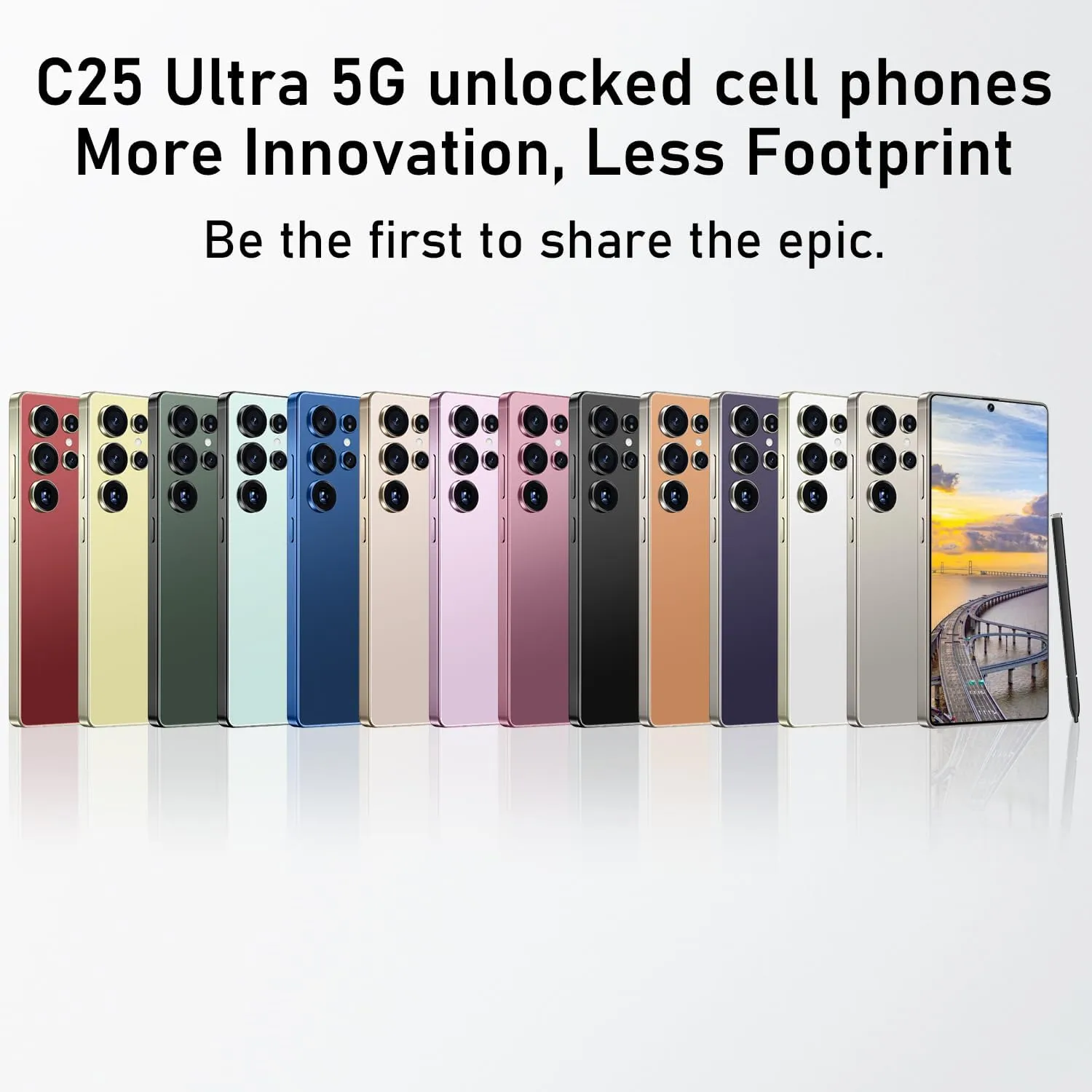 Unlocked Cell Phones C24 Ultra Smartphone Android 14 Phones 12GB 512GB/6.9" HD Screen/Dual SIM/48MP 108MP Camera/6800 mAh (Pink)