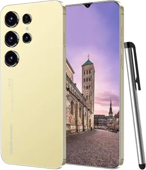 Unlocked Phones, C24 Cell Phone, 6.3" HD Screen Unlocked Android Phones, 4GB 128GB Smartphone 6000mAh Battery 64GB SD Card Snapdragon CPU, 4G/Dual SIM/Face ID (Gold)