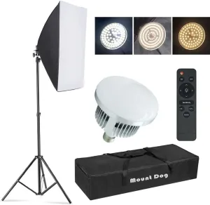 Upgrade LED MOUNTDOG Softbox Lighting Kit, Photography Studio Light with 19.7"X27.5" Reflector and 3 Colors Temperature 45W Bulb with Remote, Professional Photo Studio Equipment for Portrait Video