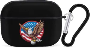 USA Flag Ea-gle Golf Earbud Case Bluetooth Headphone Case Full Protective Case with Keychain Compatible with Airpods Pro Black-Style