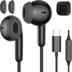 USB C Earbuds Wired Headphones for iPhone 16e,16,15 Pro Max Plus,Noise Cancelling USB Type C in Earphones for Samsung Galaxy S25 S24,HiFi Stereo Headset with Microphone for iPad 11th 10th Generation