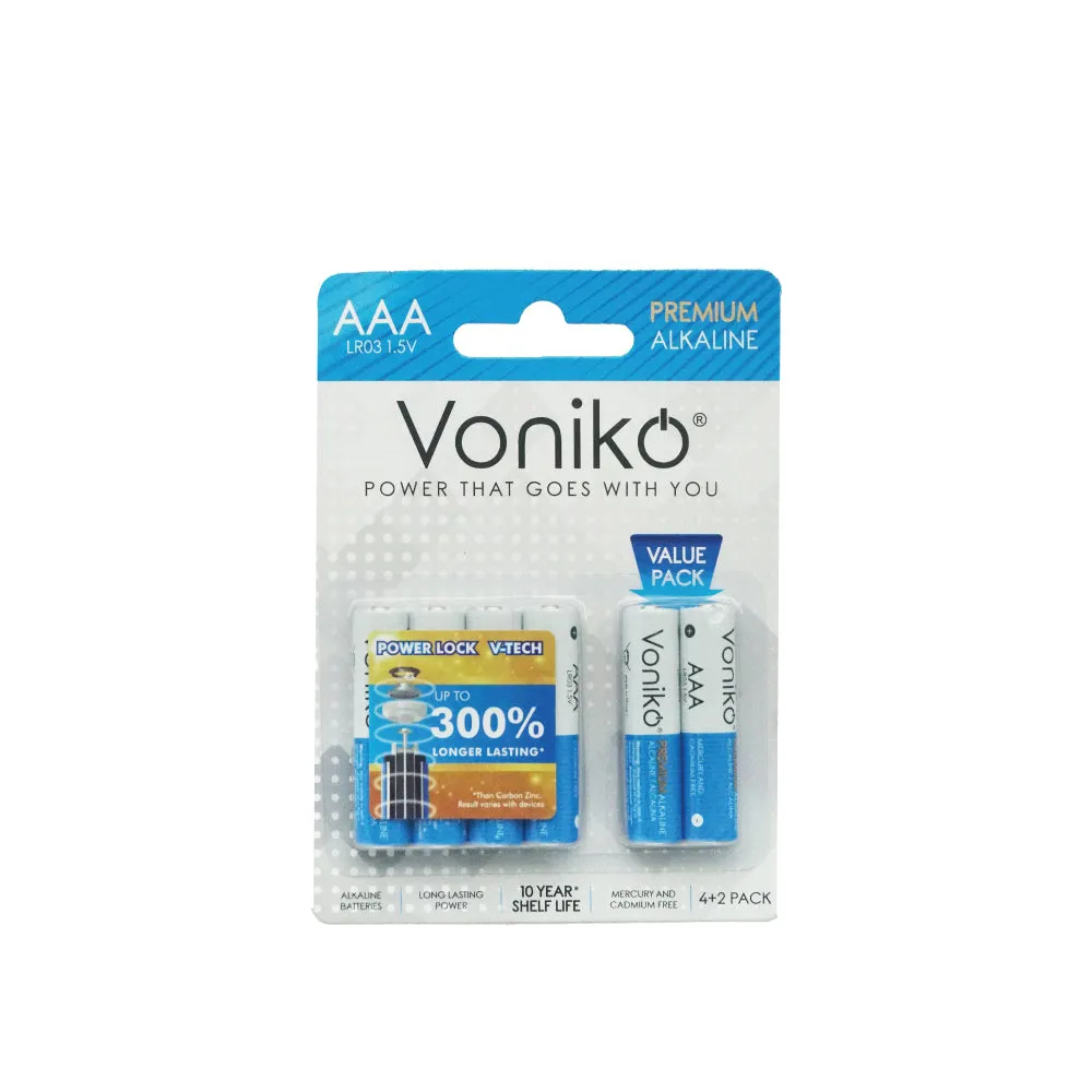 [VALUE PACK] VONIKO Premium Alkaline Battery LR03 1.5V AAA (4   2pcs)