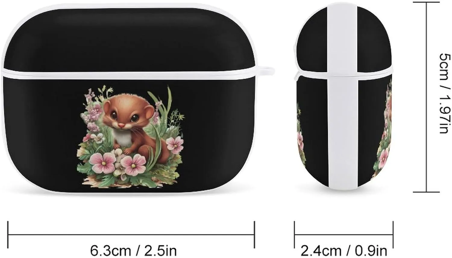 Weasel Flowers Earbud Case Bluetooth Headphone Case Full Protective Case with Keychain Compatible with Airpods Pro White-Style