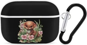 Weasel Flowers Earbud Case Bluetooth Headphone Case Full Protective Case with Keychain Compatible with Airpods Pro White-Style