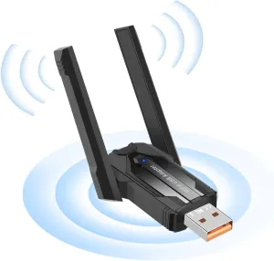 WiFi Bluetooth Adapter,WiFi Adapter for Desktop PC - Dual-Band WiFi6 & Bluetooth 5.4 USB, 900Mbps (2.4/5.8GHz), Plug-and-Play WPA3 Security - Windows 10/11 Compatible for PC/Laptop/Peripherals