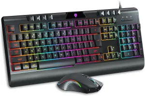 Wired Gaming Keyboard and Mouse Combo, Backlit Computer Keyboard and RGB Gaming Mouse 7200 DPI for PC/Computer/Laptop