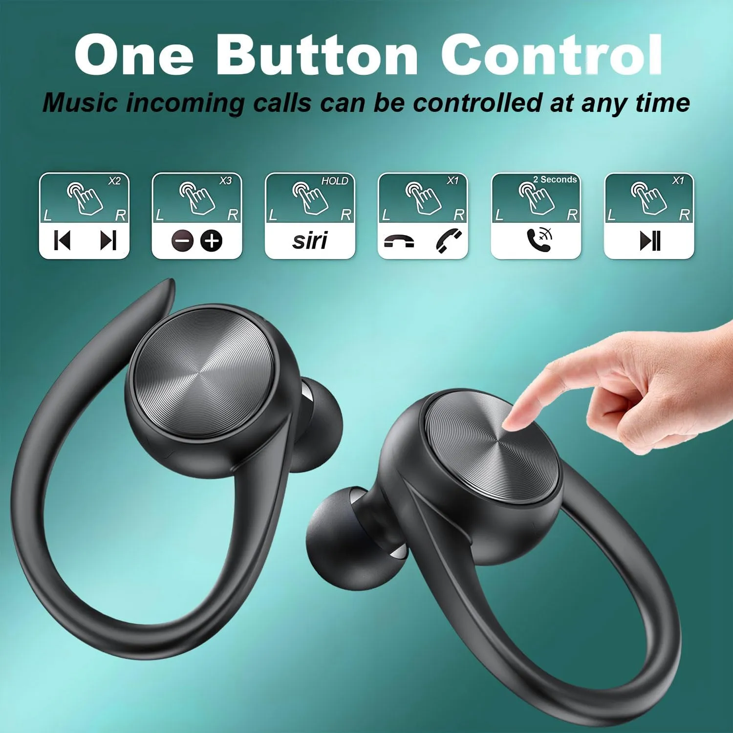 Wireless Earbuds 60H Playback Earphones Earbuds Charging Case Digital Display Wireless Bluetooth Ear Buds with Ear Hooks for Sports/Workout in-Ear Headphones for TV/Phone/Laptop/ipad